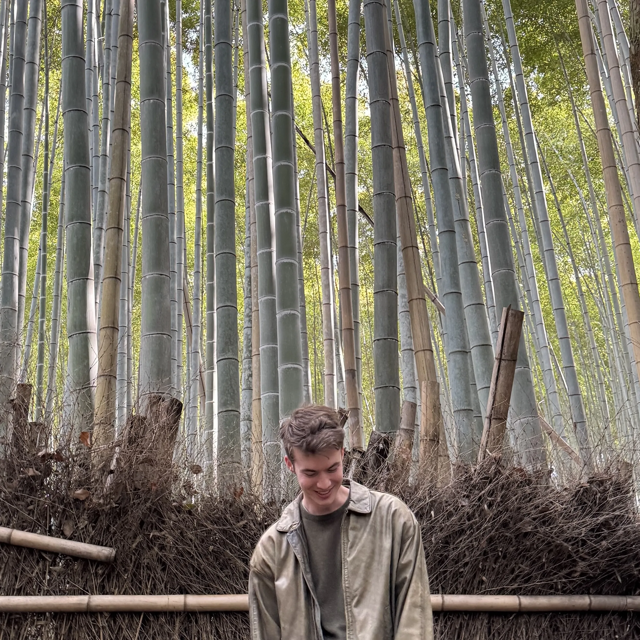 Henry standing in a bamboo forest in Kyoto