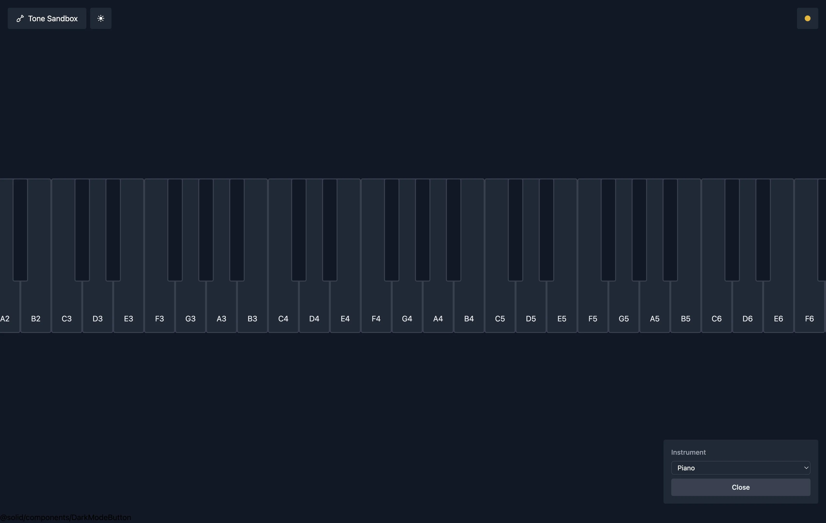 Screenshot of the Tone Sandbox piano