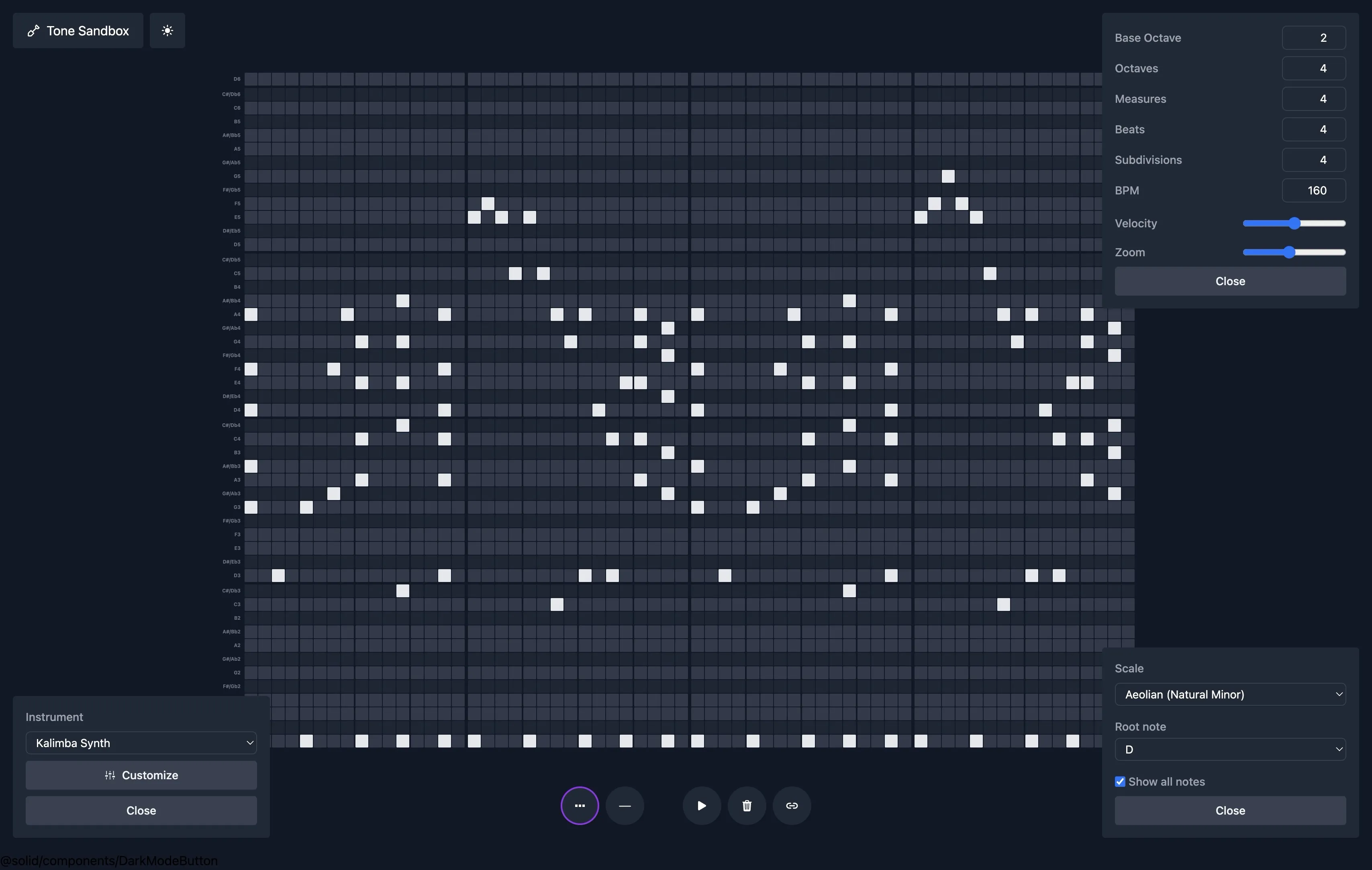 Screenshot of the Tone Sandbox music sequencer