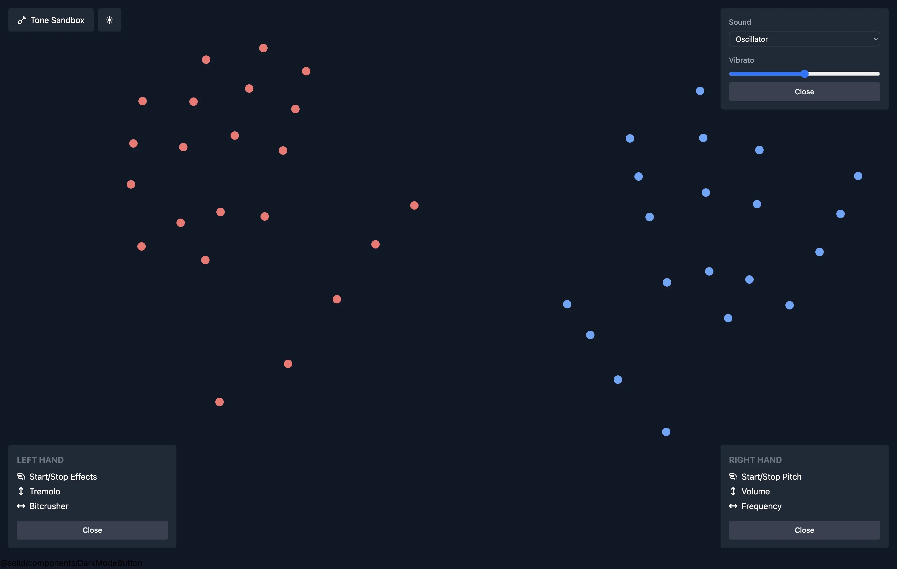 Screenshot of the Tone Sandbox theremin